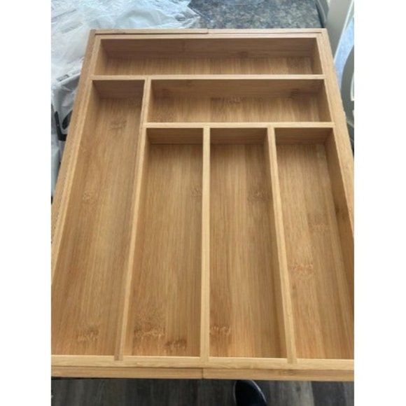 Kitchen Expandable Bamboo Drawer Organizer for Kitchen Utensils, Flatware - Picture 2 of 2